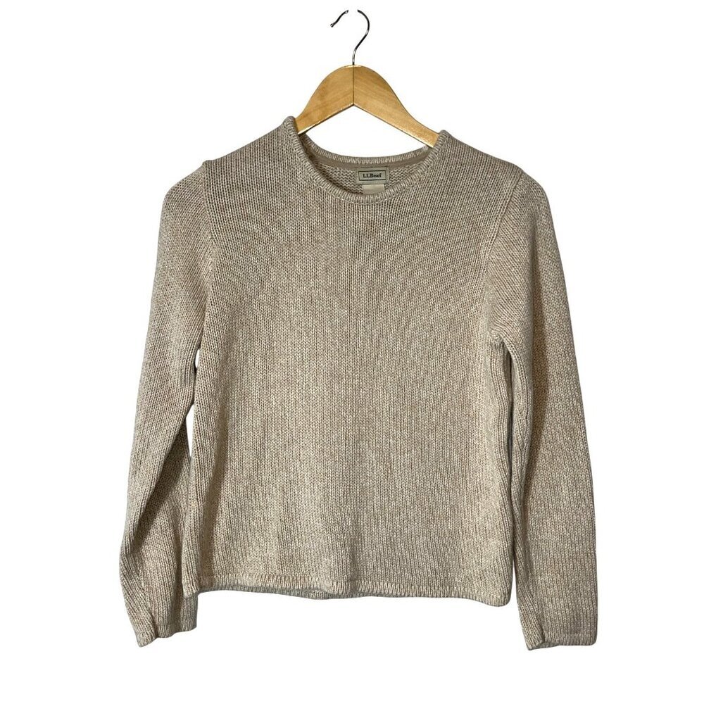 L.L. Bean Womens Cotton Sweater Beige Size Small